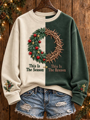 Women's Merry Christmas Faith The Season The Reason Printed Sweatshirt gracestitchs