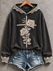 Women's "Faith" Cross & Floral Print Casual Sweatshirt