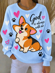 Women's Dog Faith God Is Always With Me Printed Sweatshirt