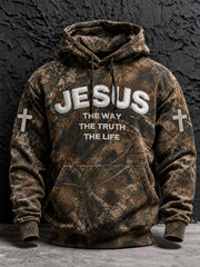 Men's Jesus The Way The Truth The Life Print Oversized Drop-Shoulder Hoodie