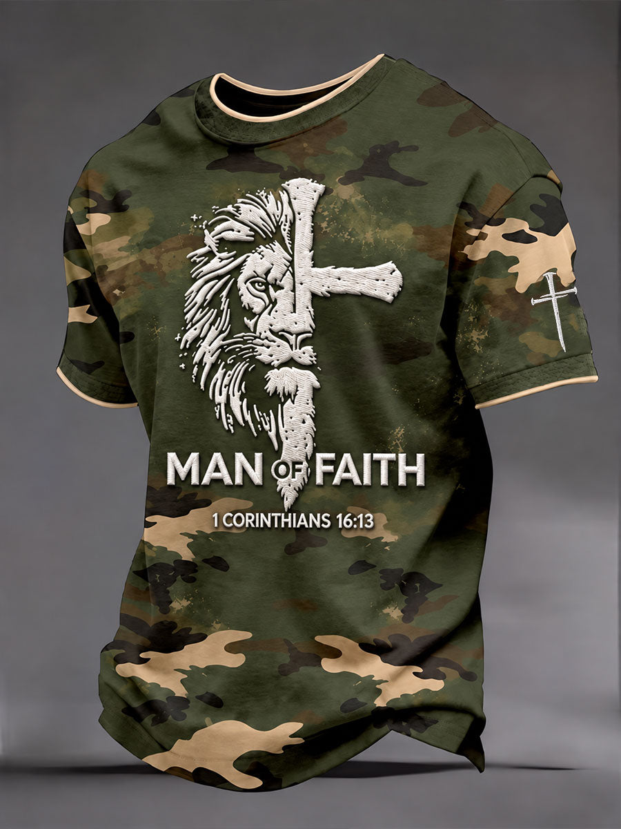 Men's Man Of Faith Print T-shirt gracestitchs