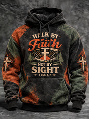 Men's Faith-Themed Slogan Pattern Casual Hoodie gracestitchs