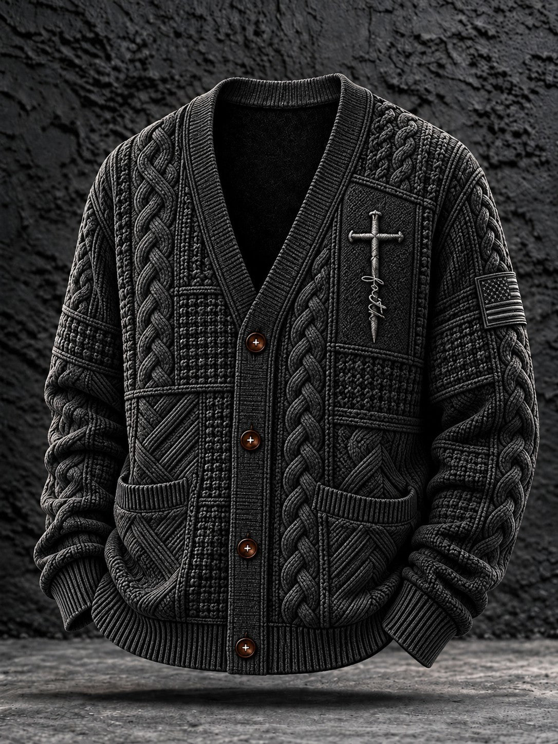 Men's Faith Casual Cardigan Sweater gracestitchs
