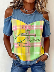 Women's  HE IS isen MATTHEW 28:6 Short Sleeved T-Shirt
