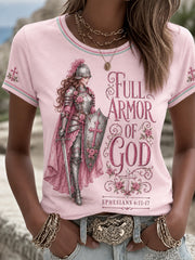 Women's Christian Full Armor Of God Print Casual Tee