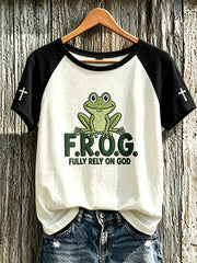 Women's Faith Pattern Printed Leisure Round Neck Short Sleeve T-shirt