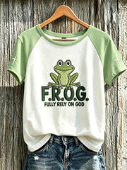 Women's Faith Pattern Printed Leisure Round Neck Short Sleeve T-shirt