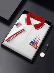Men's Independence Day American Flag Jet Print Casual Top
