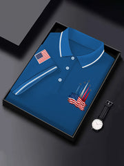 Men's Independence Day American Flag Jet Print Casual Top