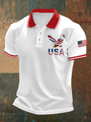 Men's Independence Day American Flag Bald Eagle Print Casual Top