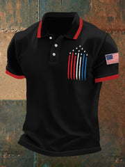 Men's Independence Day American Flag Jet Plane Print Casual Top