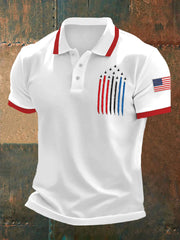 Men's Independence Day American Flag Jet Plane Print Casual Top
