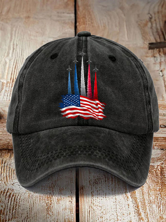 Unisex Independence Day American Flag Jet Planes Print Hat