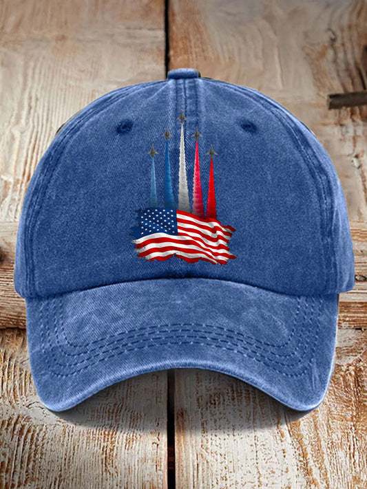Unisex Independence Day American Flag Jet Planes Print Hat