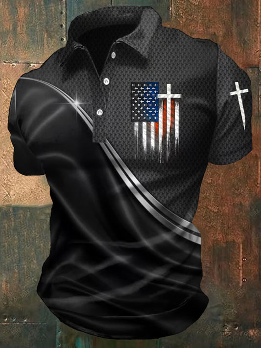 Men's Independence Day American Flag Graphic Print Casual Top