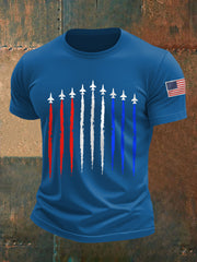 Men's Independence Day Retro Jet Plane Print Casual Tee