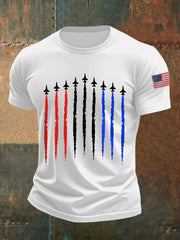 Men's Independence Day Retro Jet Plane Print Casual Tee