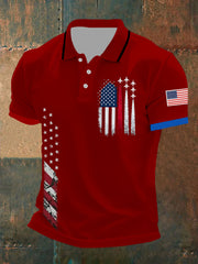 Men's Independence Day American Flag Jet Planes Print Casual Top
