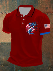 Men's Independence Day American Flag Jet Planes Print Casual Top