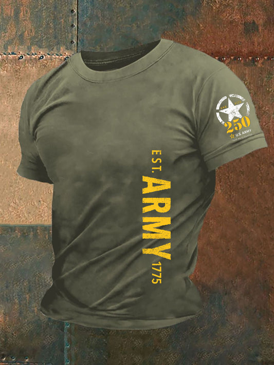 Men's Retro U.S. Army 250th Anniversary This We'll Defend Est.1775 Print T-Shirt