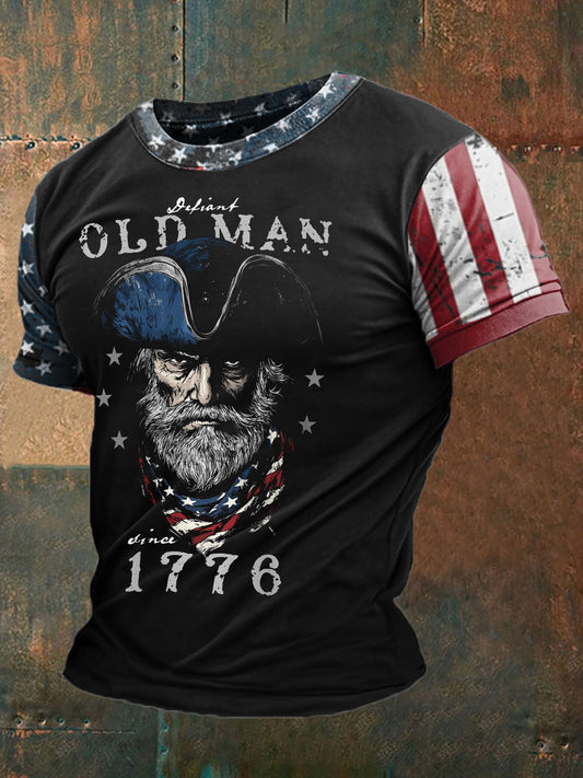 Men's 4th of July Independence Day Patriotic Flag Printed T-shirt