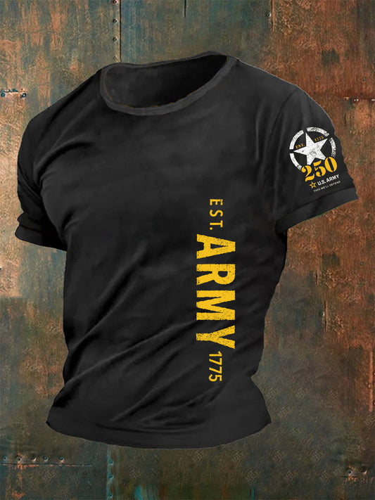 Men's Retro U.S. Army 250th Anniversary This We'll Defend Est.1775 Print T-Shirt
