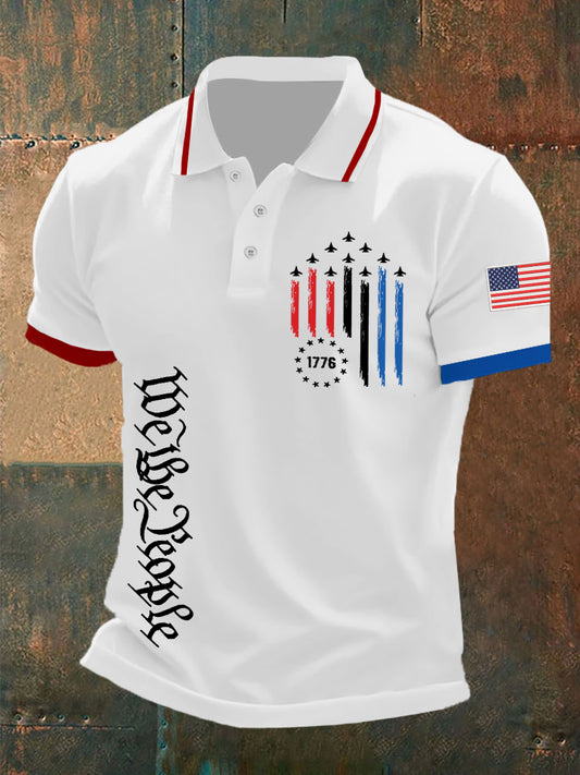 Men's Independence Day American Flag Jet Planes Print Casual Top