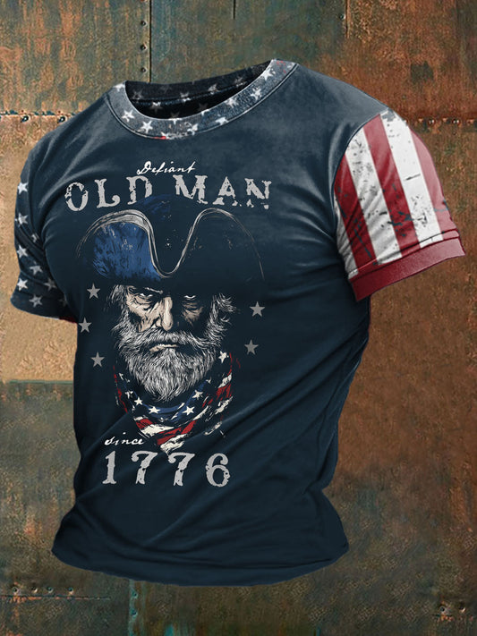 Men's 4th of July Independence Day Patriotic Flag Printed T-shirt