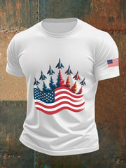 Men's Independence Day American Flag Jet Planes Print Casual Top