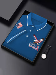 Men's Independence Day Bald Eagle American Flag Print Casual Top