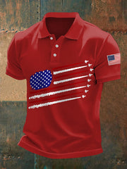 Men's Independence Day American Flag Jet Plane Print Casual Top