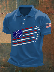 Men's Independence Day American Flag Jet Plane Print Casual Top