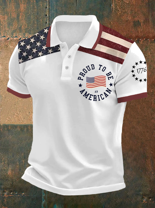 Men's Proud To Be An American Independence Day American Flag Print Casual Top
