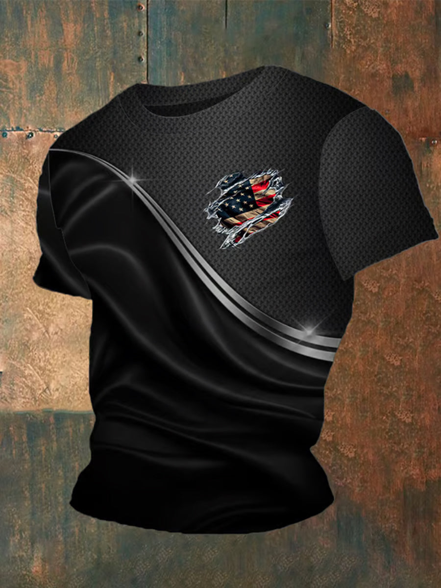 Men's Independence Day American Flag Graphic Print Casual Short Sleeve T-shirt