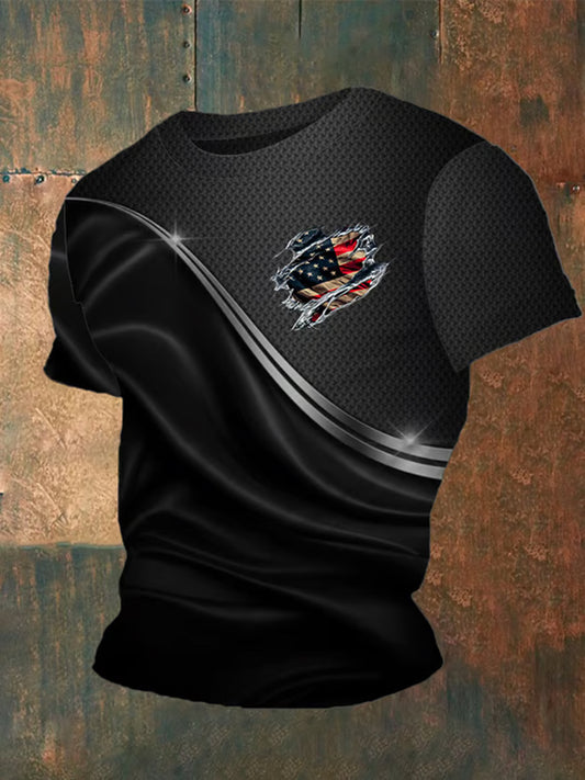 Men's Independence Day American Flag Graphic Print Casual Short Sleeve T-shirt