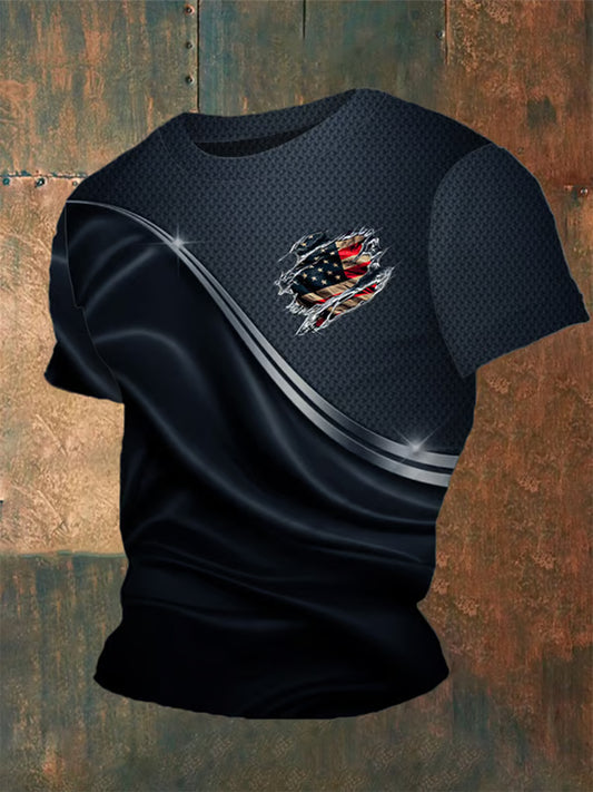 Men's Independence Day American Flag Graphic Print Casual Short Sleeve T-shirt