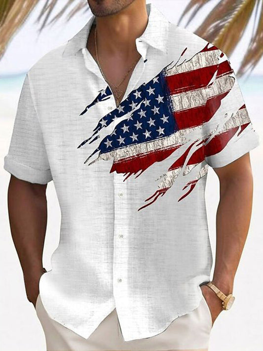 Men's Independence Day Flag Short Sleeve Shirt