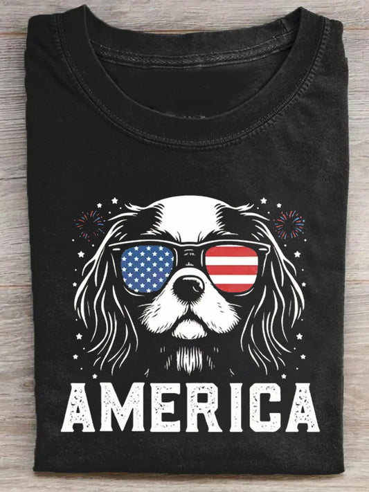 Women's Cavalier King Charles America Printed T-Shirt