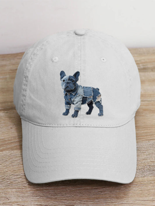 Unisex Bulldog Pattern Patchwork Art Hat