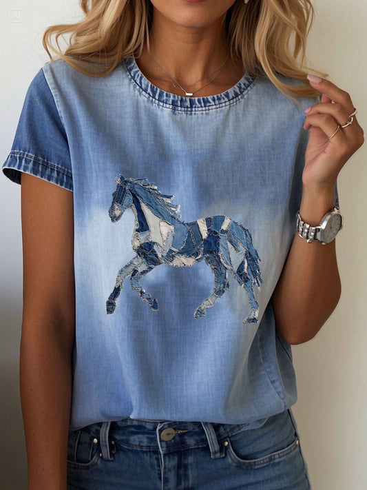 Women's Denim Horse T-shirt