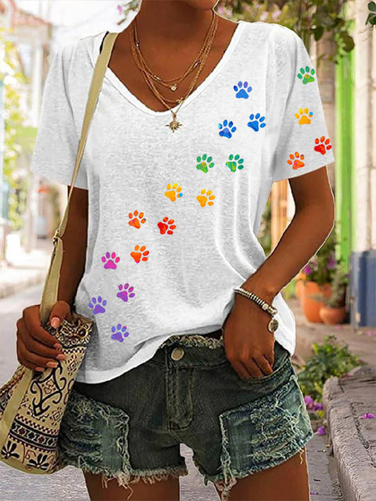 Women's Colorful Paw T-shirt