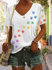 Women's Colorful Paw T-shirt