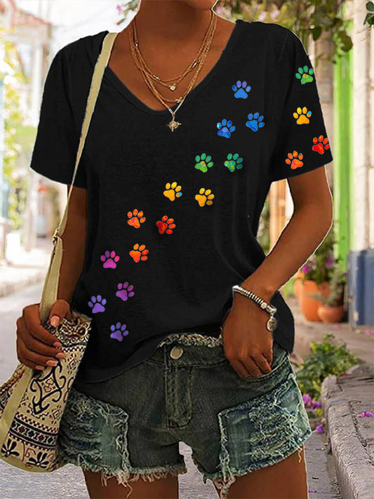 Women's Colorful Paw T-shirt