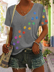 Women's Colorful Paw T-shirt