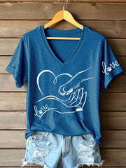 Women's Paw And Hand Printed Casual T-Shirt