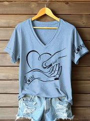 Women's Paw And Hand Printed Casual T-Shirt