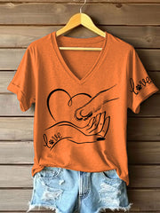 Women's Paw And Hand Printed Casual T-Shirt