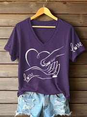 Women's Paw And Hand Printed Casual T-Shirt
