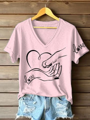 Women's Paw And Hand Printed Casual T-Shirt
