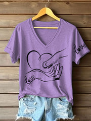 Women's Paw And Hand Printed Casual T-Shirt